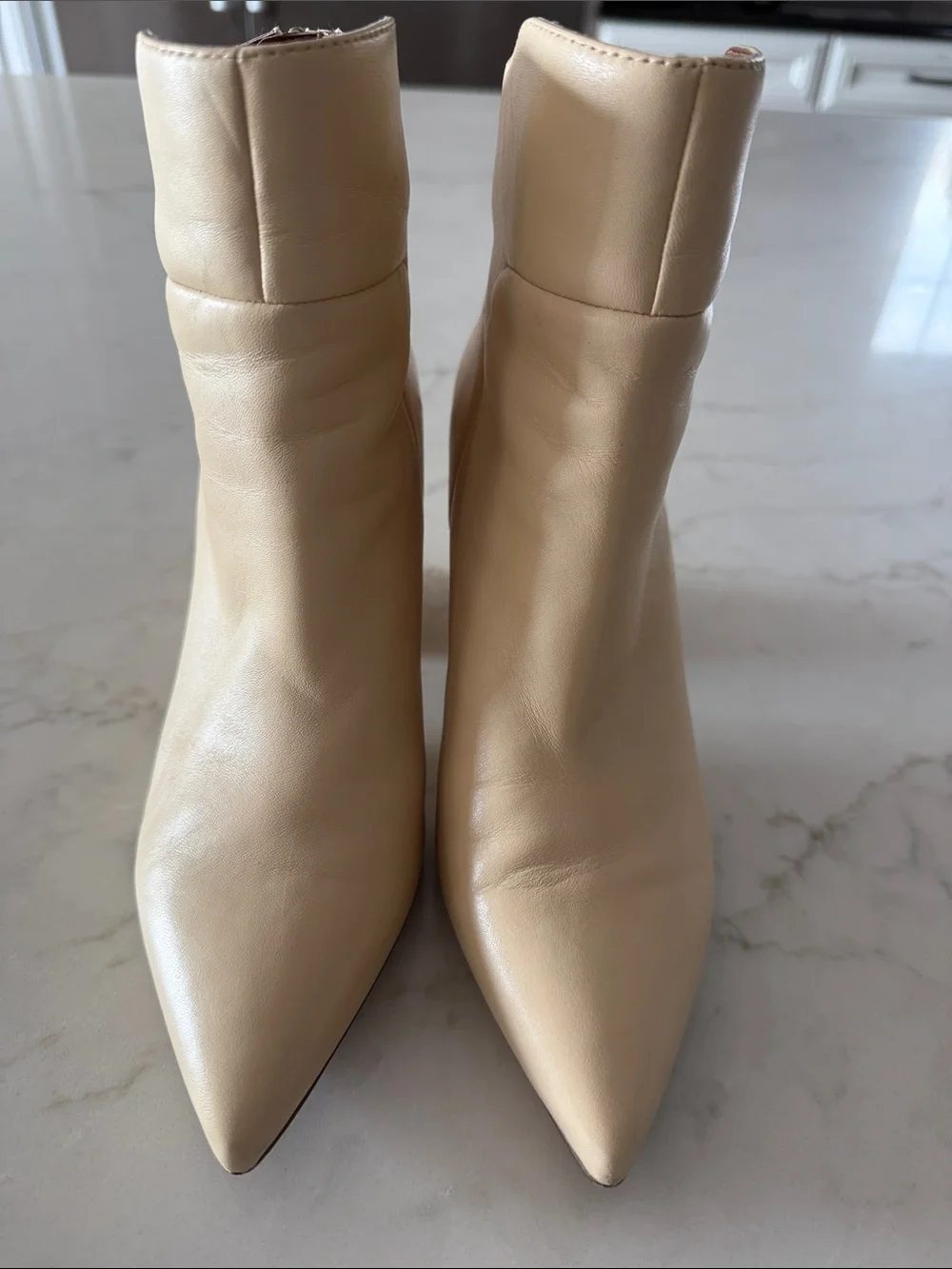Franco Sarto Cream Pointed Toe Ankle Booties